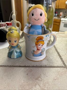 Disney Cinderella Blue and Yellow Ceramic Mug with Plush and Ornament
